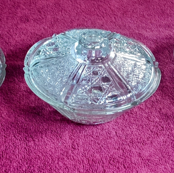 Vintage Fng Indonesia Daisy Button Pattern Glass Candy Bowl With Lid - Picture 5 of 12
